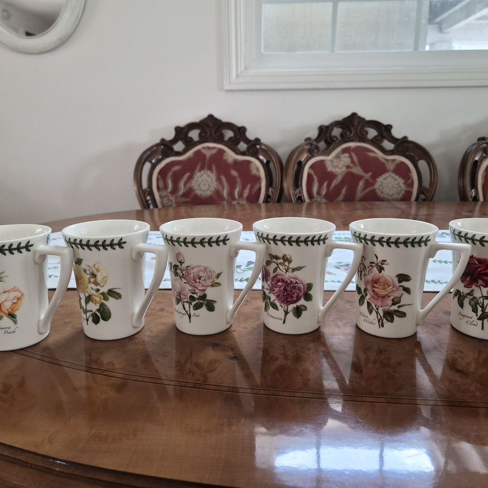 Portmeirion Botanical Mug Set - White with Pink and Green Accents